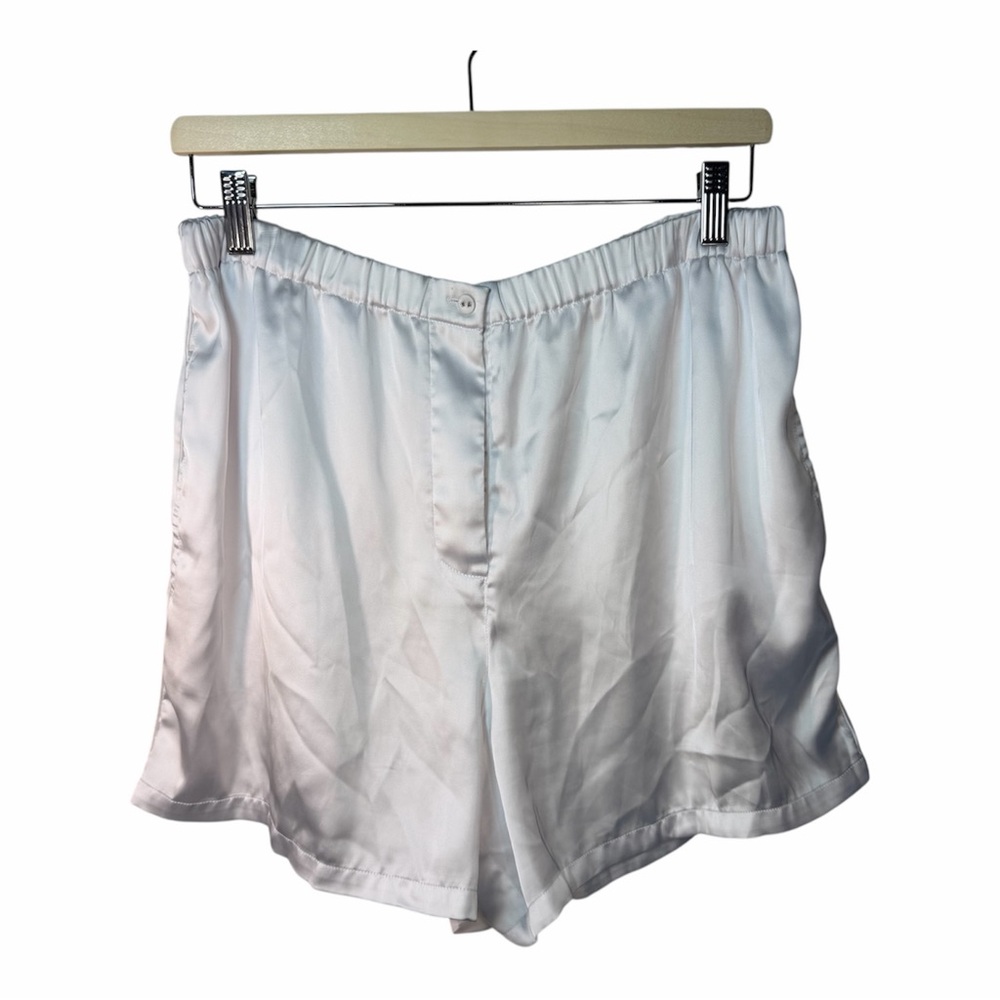 SKIMS White Satin Pajama Shorts L Bridal Lingerie Loungewear Sleepwear Silky Lux